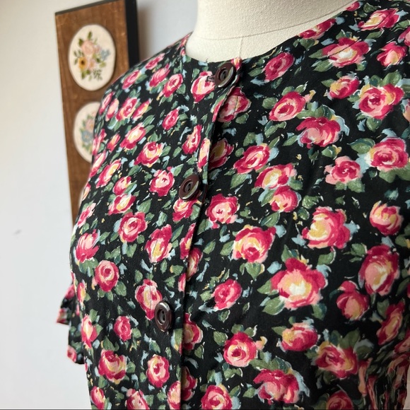 Vintage 80s Matching Floral Top & Skirt Set Small - Picture 3 of 7